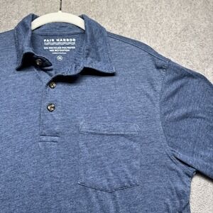 Fair Harbor Men's Polo Shirt‎ Medium Blue Performance Recycled Cotton Blend